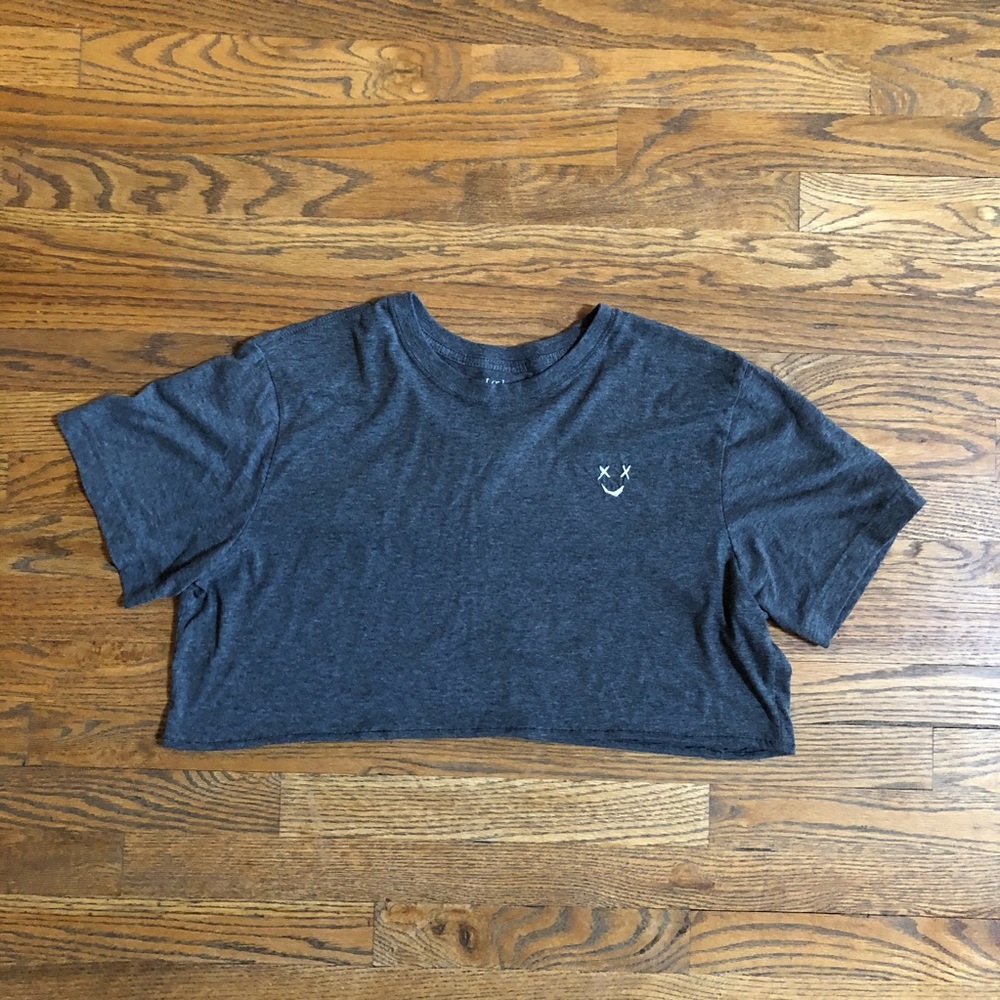 Embroidered short sleeve crop top